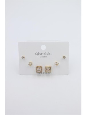 İsmiyle Al Çoklu Set Küpe - Altın