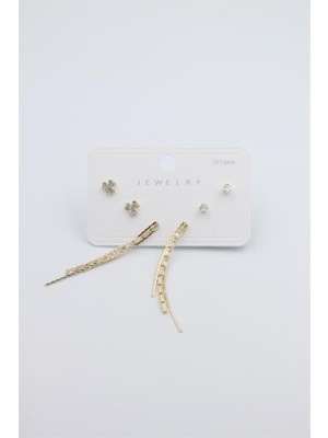 İsmiyle Al Çoklu Set Küpe - Altın