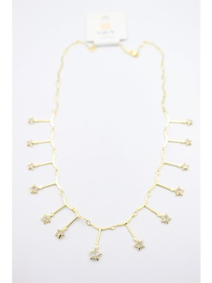 İsmiyle Al Yıldız Sallantılı Kolye - Altın