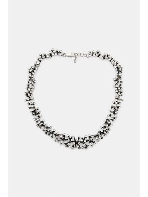 İsmiyle Al Taşlı Mercan Kolye - Gümüş