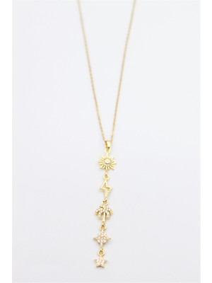 İsmiyle Al Güneş Yıldız Kolye - Altın