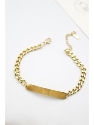 İsmiyle Al Plaka Zincir Bileklik - Altın