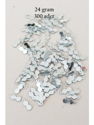 İsmiyle Al Oya Abiye Bileklik Kolye Pleksi Metalik Plastik Pul Gümüş Renk 24 Gram 300 Adet - BNC568