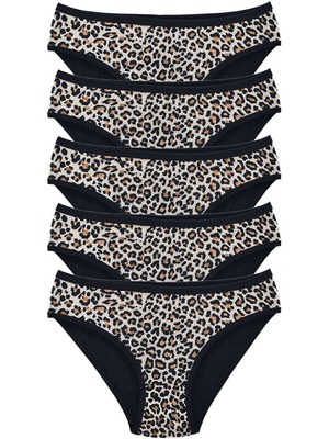 İsmiyle Al 5 Adet Leopar Desenli Likralı Yumuşak Dokulu Kadın Slip Külot