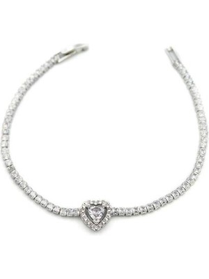 İsmiyle Al Kalpli Su Yolu Bileklik - Gümüş