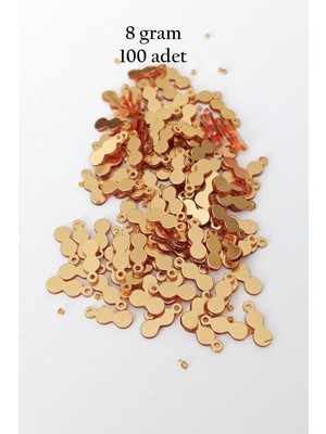 İsmiyle Al Oya Abiye Bileklik Kolye Pleksi Metalik Plastik Pul Altın Renk 8 Gram 100 Adet - BNC492
