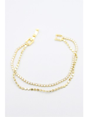 İsmiyle Al Su Yolu Ezme Zincir Bileklik - Altın