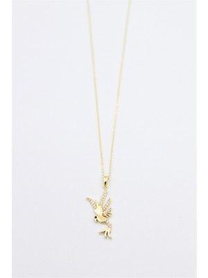 İsmiyle Al Kuş Kolye - Altın