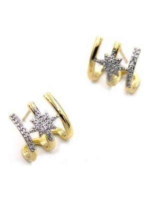 İsmiyle Al Yıldız Küpe - Altın