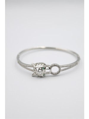 İsmiyle Al Taşlı Vip Bilezik - Gümüş