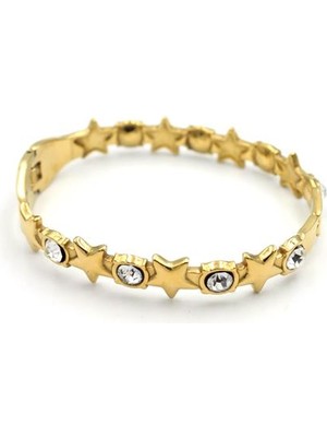 İsmiyle Al Taşlı Yıldız Bilezik - Altın