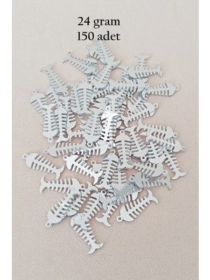 İsmiyle Al Oya Abiye Bileklik Kolye Pleksi Metalik Plastik Pul Gümüş Renk 24 Gram 150 Adet - BNC589