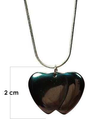 İsmiyle Al Hematit Doğal Taşı Zincirli El Yapımı Kolye Uç: 2 cm Zincir: 20 cm Kutulu