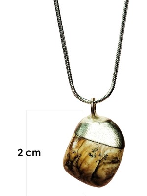 İsmiyle Al Jasper Doğal Taşı Zincirli El Yapımı Kolye Uç: 2 cm Zincir: 20 cm Kutulu