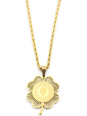 İsmiyle Al Yarımlık Yonca Kolye - Altın