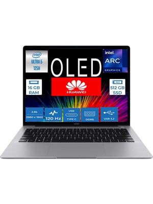 Huawei Matebook 14 Ultra 5 125H 16 GB 512 GB SSD Arc Graphics 14.2" 2.8k  Dokunmatik Windows 11 Notebook