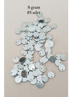 İsmiyle Al Oya Abiye Bileklik Kolye Pleksi Metalik Plastik Pul Gümüş Renk 8 Gram 85 Adet - BNC523