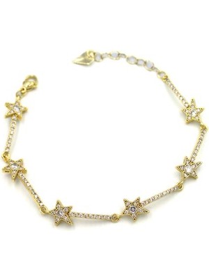 İsmiyle Al Taşlı Yıldız Bileklik - Altın