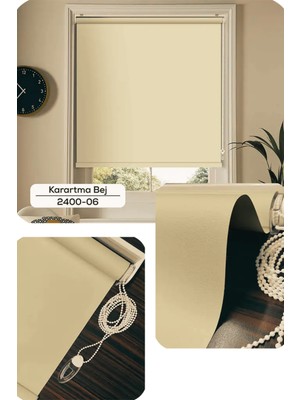 YS Perde Tasarım Modern Blackout %100 Karartma Çizilmez Stor Perde Alüminyum Kasalı Yüksek Kaliteli  - Bej BLACKOUTV0003