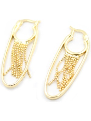 İsmiyle Al Zincir Sallantılı Küpe - Altın