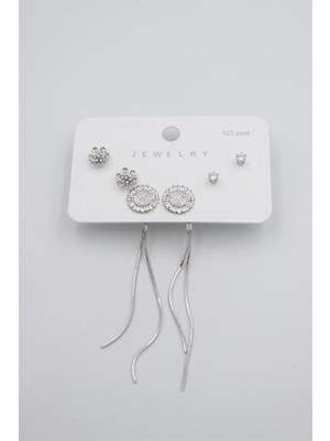 İsmiyle Al Çoklu Set Küpe - Gümüş