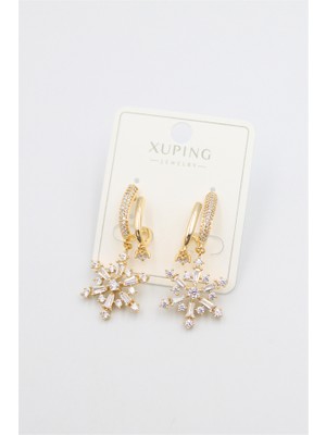 İsmiyle Al Kar Tanesi Küpe - Altın