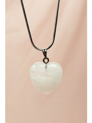 İsmiyle Al Pembe Kuvars Doğal Taşı Zincirli El Yapımı Kolye Uç: 2 cm Zincir: 20 cm Kutulu