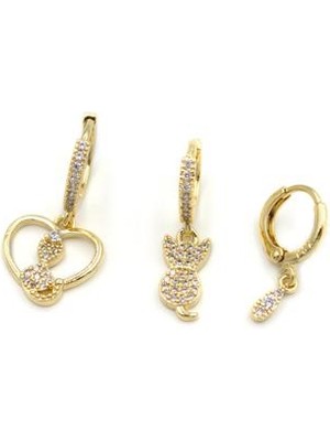 İsmiyle Al 3'lü Halka Küpe - Altın