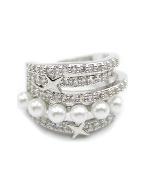 İsmiyle Al Incili Kıkırdak Küpe - Gümüş