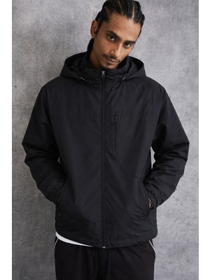 Damga Erkek Premium Comfort Oversize Siyah Yağmurluk & Rüzgarlık