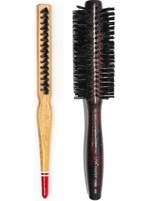Flamex Liva 408& 690 Profesyonel Yanmaz Set Topuz Saç Fırçası-2'li