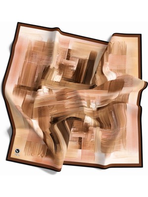 Violla Kristal Fırça Efekti Desenli Taba Renkli 90X90 Eşarp (Ipek Içermez) Kenar Dikiş Şekli El Dikişli