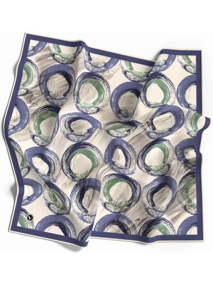 Violla Kristal Geometrik Fırça Darbesi Desenli Bebe Mavisi Renkli 90X90 Eşarp (Ipek Içermez) Kenar Dikiş Şekli El Dikişli