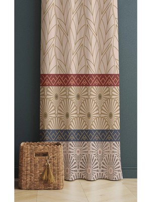 Alamodecor Vintage Model Çiçekli Mandala Tek Kanat Oturma Odası Salon Fon Perde