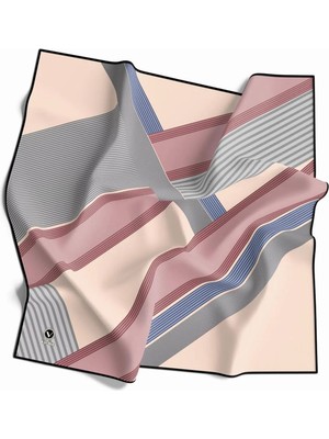 Violla Twill Yumuşak Dokulu Geometrik Desenli Pudra Renkli 90X90 Eşarp (Ipek Içermez) Dikim Şekli : El Dikişi