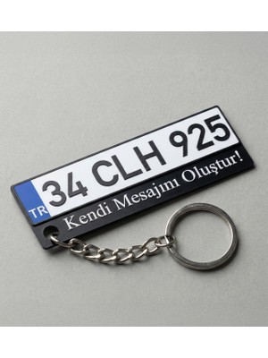 Kişiye Özel Plaka Anahtarlık 8X3CM - Mesaj ve Plaka Baskılı Oto Anahtarlık - 3D Araba Plakası Anahtarlık