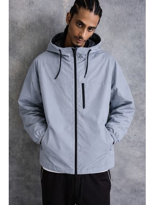 Damga Erkek Premium Comfort Oversize Gri Yağmurluk & Rüzgarlık