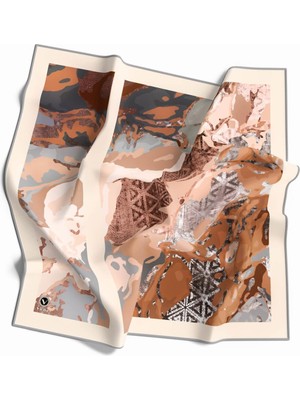 Violla Kristal Batikli ve Etnik Desenli Somon Renkli 90X90 Eşarp (Ipek Içermez) Kenar Dikiş Şekli El Dikişli