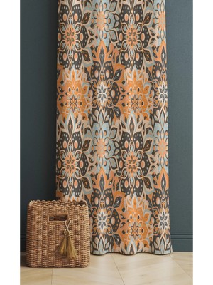 Alamodecor Karışık Çiçek Desenli Çok Renkli Model Tek Kanat Oturma Odası Salon Fon Perde