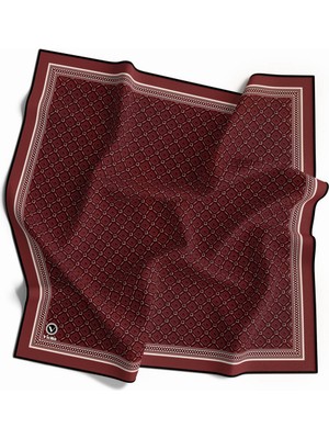 Vissona Kristal Monogram Desenli Bordo Renkli 90X90 Eşarp (Ipek Içermez) Kenar Dikiş Şekli El Dikişli