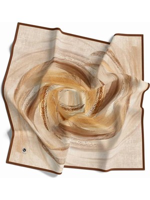 Violla Rayon Fırça Darbesi Desenli Taba Renkli 90X90 Eşarp (Ipek Içermez) Dikim Şekli : El Dikişi