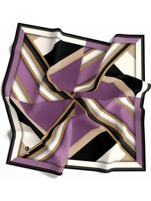 Violla Twill Geometrik Desenli Lila Renkli 90X90 Eşarp (Ipek Içermez) Dikim Şekli : El Dikişi