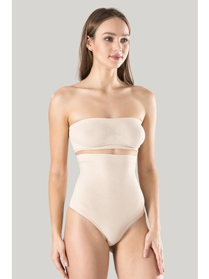 Beruflic Kadın Ten Dikişsiz Eksta Yüksek Bel Silikon Mideli String 1 Beden Inceltici Külot Korse