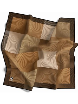 Violla Soft Twill Geometrik Desenli Kahverengi Renkli 90X90 Eşarp (Ipek Içermez) Kenar Dikiş Şekli El Dikişli