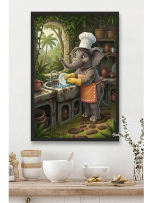 Mutfak Tablosu Mdf Tablo Mutfak Için Bulaşık Yıkayan Fil Deseni |mtfkmdf