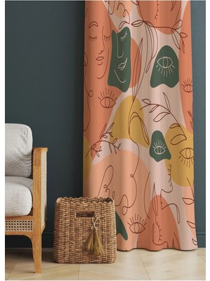Alamodecor Etnik Desenli Baskılı Fon Perde 140 x 260 cm Kaliteli - Dijital Baskılı Fon Perde