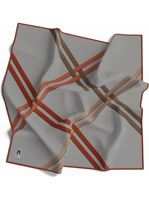 Violla Twill Çizgili Pötikareli Çizgili Desenli Taba Renkli 90X90 Eşarp (Ipek Içermez)