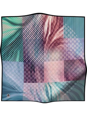 Violla Twill Geometrik Petrol Yeşili Renkli 90X90 Eşarp (Ipek Içermez) Kenar Dikiş Şekli El Dikişli