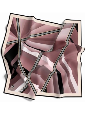 Violla Kristal Geometrik Desenli Pudra Renkli 90X90 Dikim Şekli : El Dikişi Eşarp (Ipek Içermez)