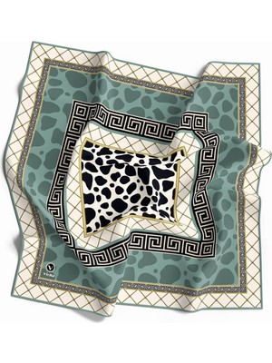 Violla Twill Taş Desenli Mint Yeşili Renkli 90X90 Eşarp (Ipek Içermez) Kenar Dikiş Şekli El Dikişli